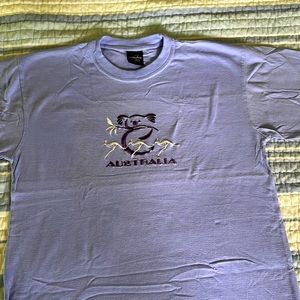 100% Cotton Tee. Blue/Purple with koala and kangaroos!